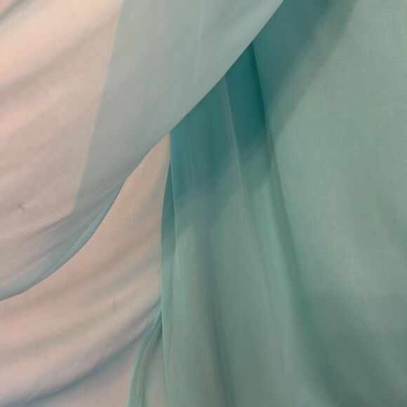 David’s Bridal Aqua Short Flowy Strapless Mesh Dress Size 4 New - Picture 4 of 8